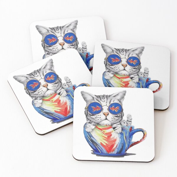 Item preview, Funny Colorful Cat Face With Funky Glasses designed and sold by Vittorio-23.