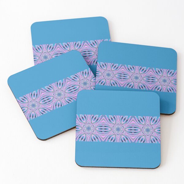Item preview, Abstract Flowers Pattern Boho Vibes in a Thick Single Stripe on a Cool Sky Blue Background designed and sold by Beachy.