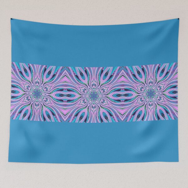 Item preview, Abstract Flowers Pattern Boho Vibes in a Thick Single Stripe on a Cool Sky Blue Background designed and sold by Beachy.