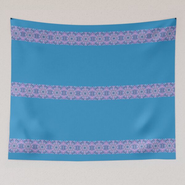 Item preview, Abstract Flowers Pattern Boho Vibes Stripes on a Cool Sky Blue Background designed and sold by Beachy.