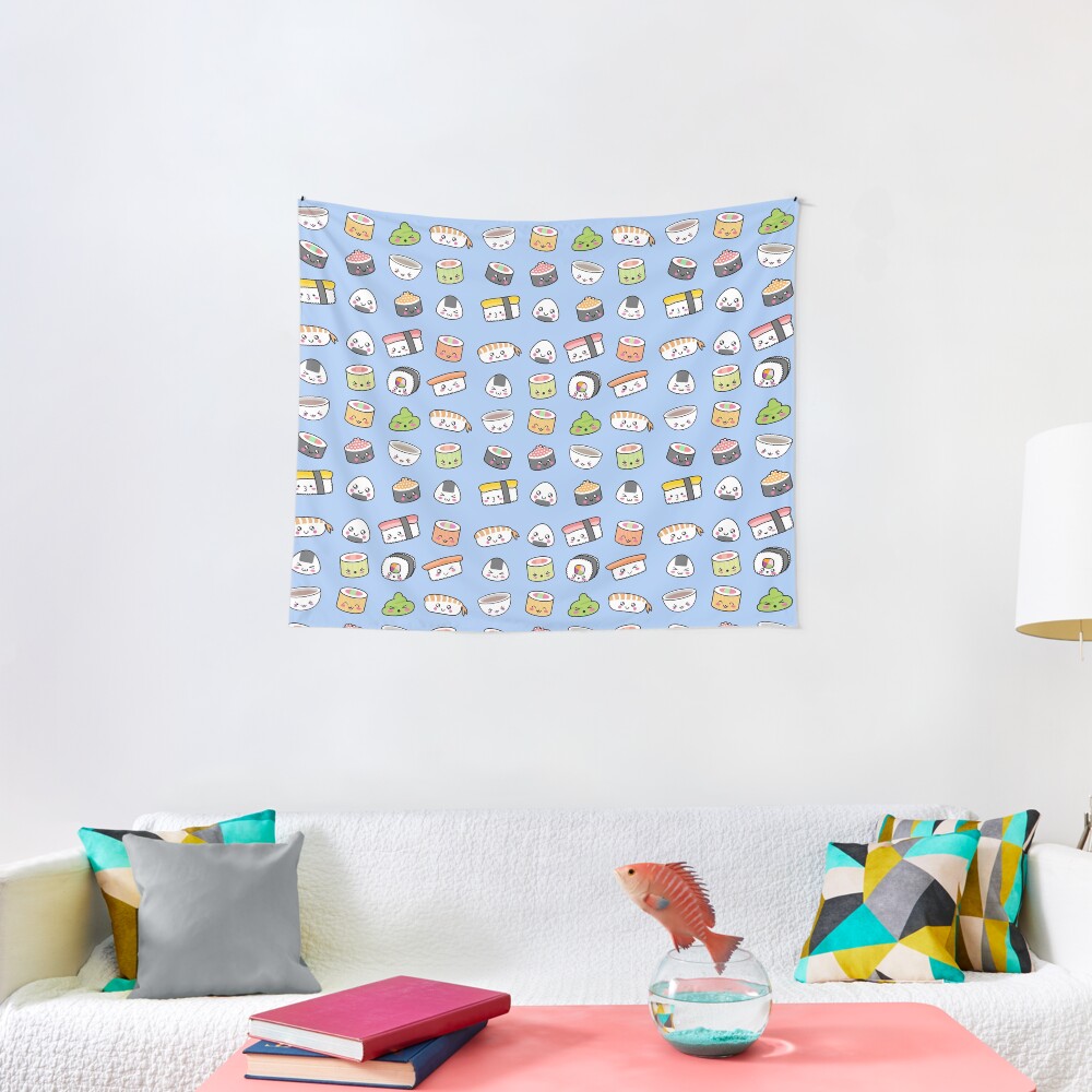 Happy kawaii sushi pattern Tapestry