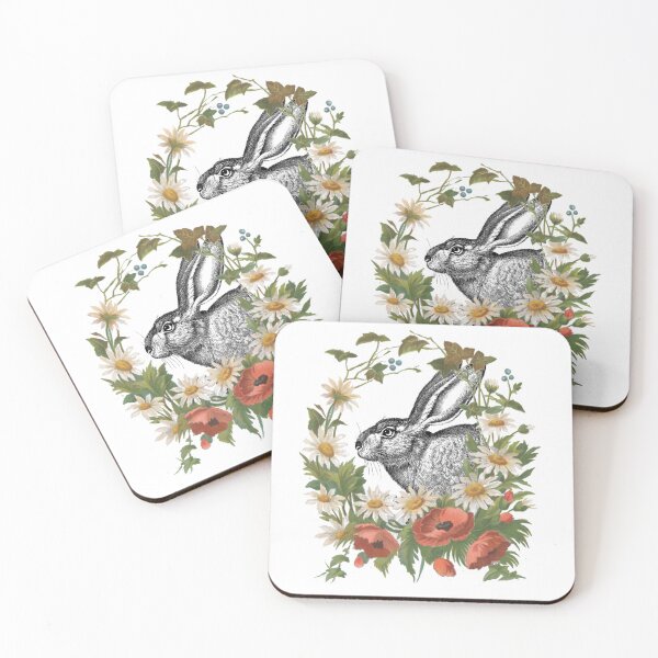 Item preview, Hare Rabbit Floral Wreath Print  designed and sold by Old Soul Vintage .