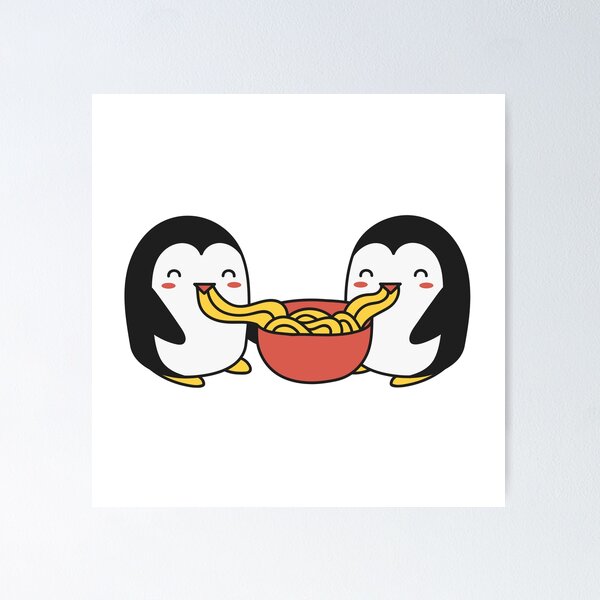 Item preview, Penguins eating noodles designed and sold by Pixelish.