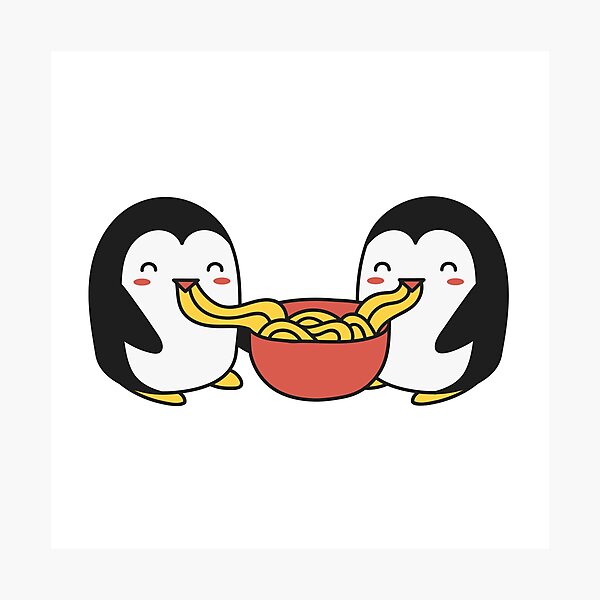 Item preview, Penguins eating noodles designed and sold by Pixelish.