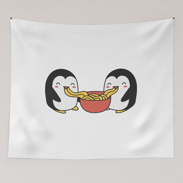 Item preview, Penguins eating noodles designed and sold by Pixelish.