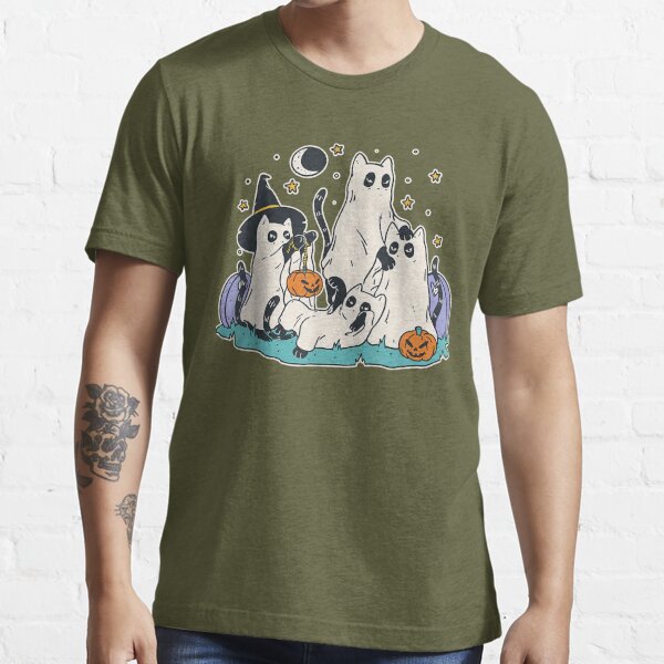 Black Cats in Ghost Costume - Cute Women and Men Halloween T-Shirt PNG File  - Buy t-shirt designs