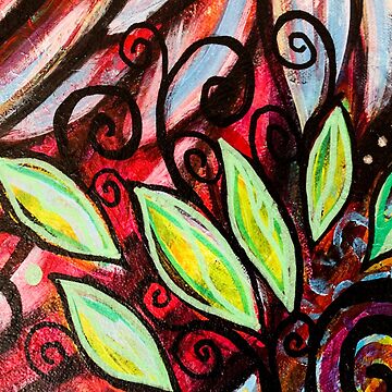 Artwork thumbnail, Abstract Painted Leaves and Swirls by heartsake