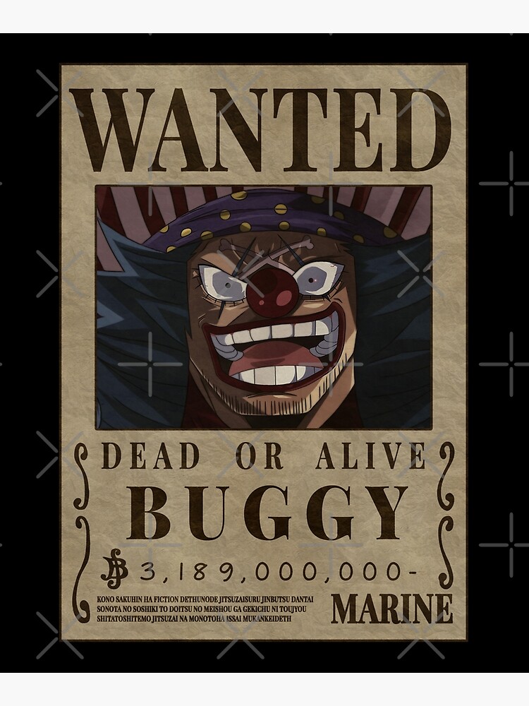 Buggy Wanted The Clown One Piece Buggy Bounty Poster | Mounted Print