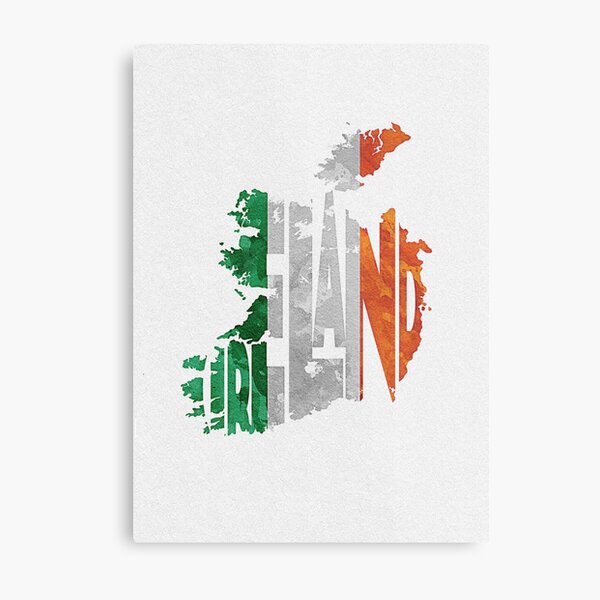 Ireland Typographic Map Flag Metal Print