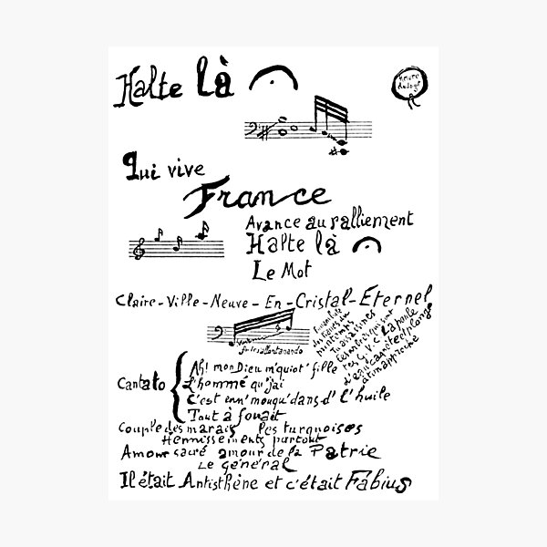 Calligramme De Guillaume Apollinaire Intitule La Colombe Poignardee Et Le Jet D Eau Photographic Print By Tonbbo Redbubble