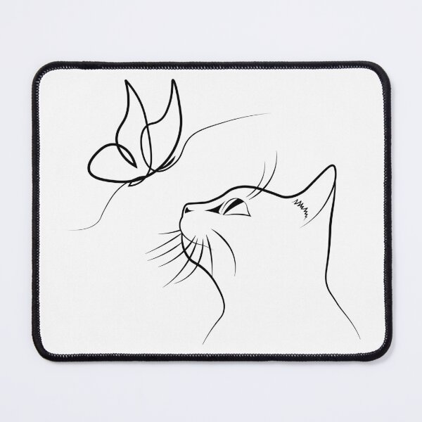 Item preview, Cat With Butterfly Line Art designed and sold by TheInkElephant.