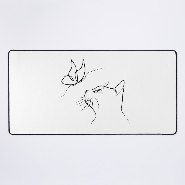 Item preview, Cat With Butterfly Line Art designed and sold by TheInkElephant.