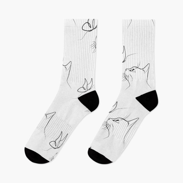 Item preview, Cat With Butterfly Line Art designed and sold by TheInkElephant.