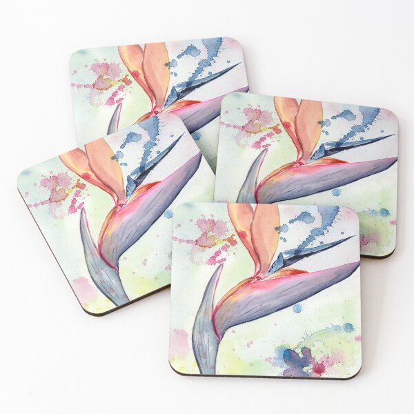 Item preview, Strelitzia,bird of paradise flower watercolour painting designed and sold by TheArtOfNata.