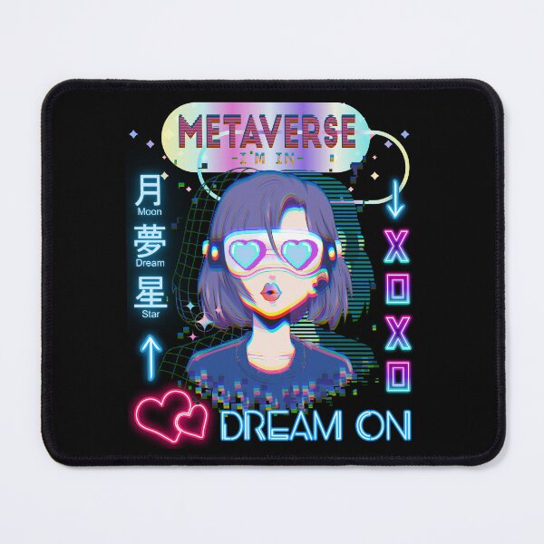 Item preview, Retro Psychedelic Neon Anime Girl Gamer Japanese Glitchy Vaporwave Metaverse Trippy 80s 90s Y2K Aesthetic Art designed and sold by Cymphonyskar.
