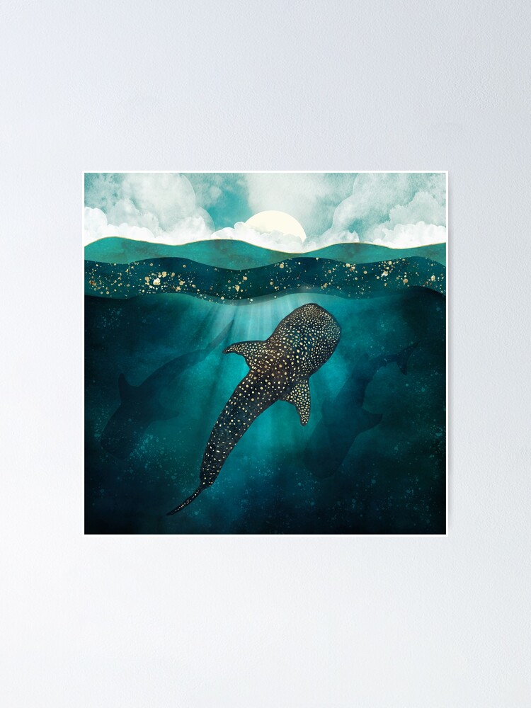 Online Metallic Whale Shark Poster Painting canvas 16*24 inch