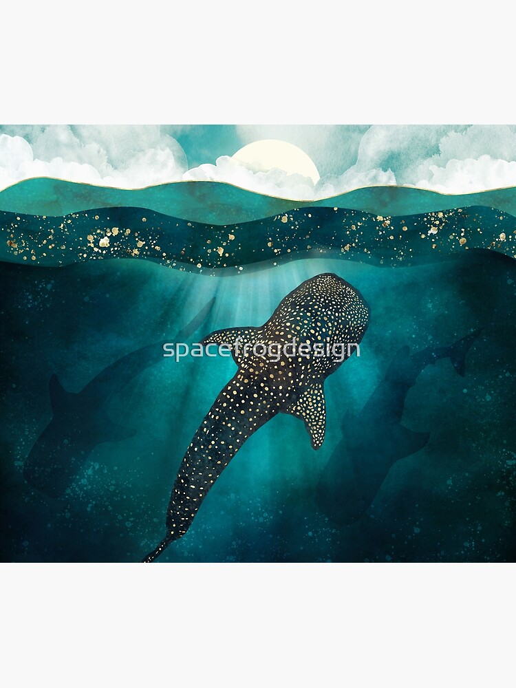 Thumbnail 6 of 6, Throw Blanket, Metallic Whale Shark designed and sold by spacefrogdesign.