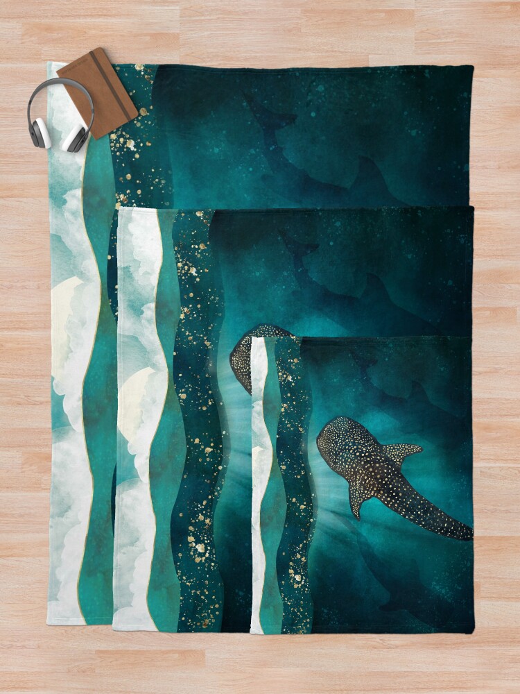 Thumbnail 5 of 6, Throw Blanket, Metallic Whale Shark designed and sold by spacefrogdesign.