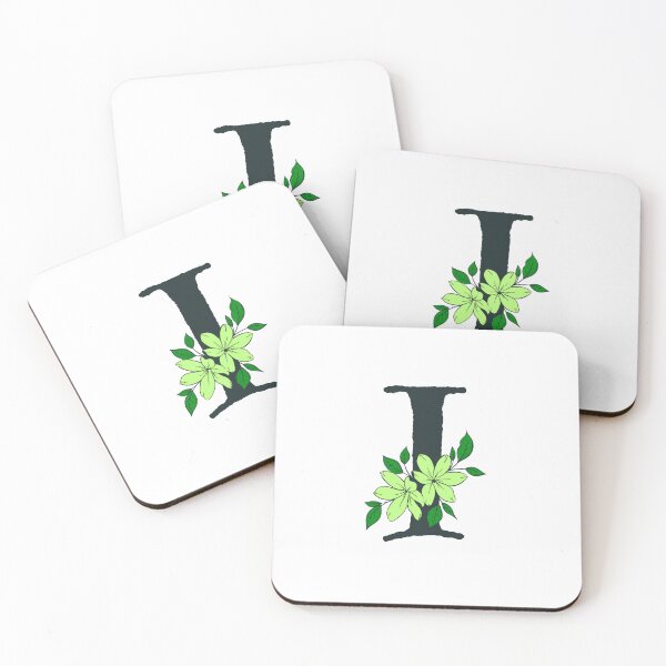 Item preview, Green floral I monogram designed and sold by Coffee Lifestyle.