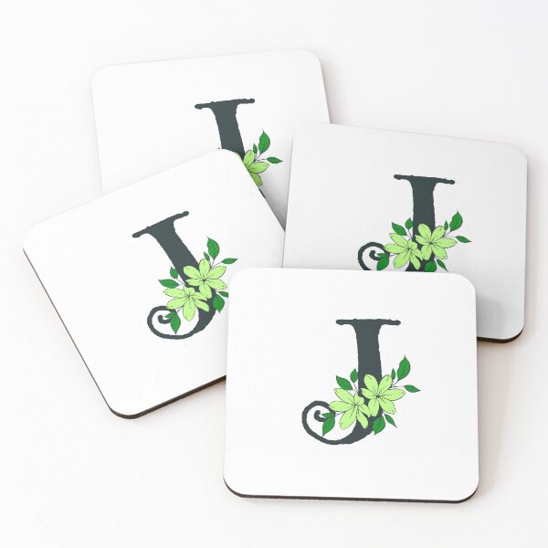 Item preview, Green floral J monogram designed and sold by Coffee Lifestyle.