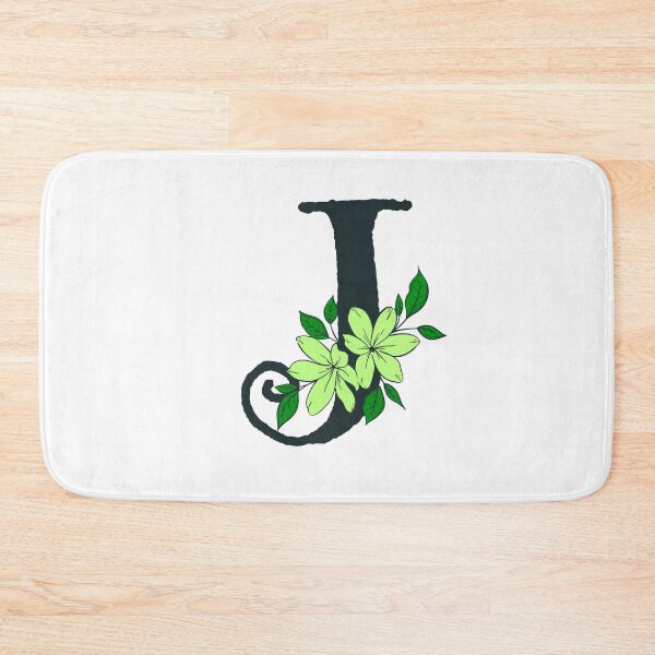 Item preview, Green floral J monogram designed and sold by Coffee Lifestyle.