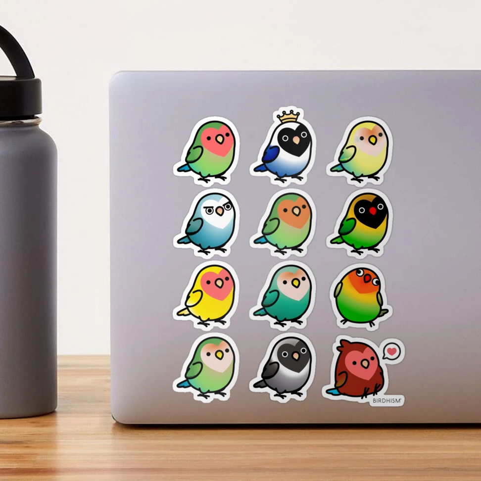 Chubby Sea Green Lovebird Stickers – birdhism