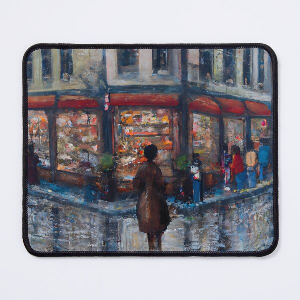 Item preview, Woman Entering Bookshop Oil Painting designed and sold by priddypaintings.