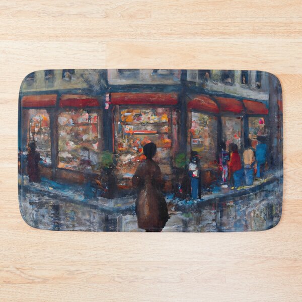 Item preview, Woman Entering Bookshop Oil Painting designed and sold by priddypaintings.