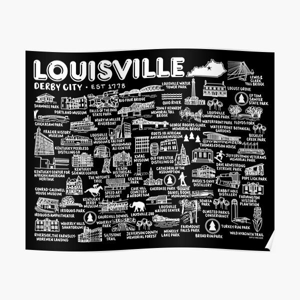 "Louisville KY Map " Poster for Sale by fiberandgloss Redbubble