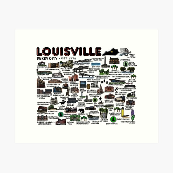Item preview, Louisville Kentucky Map Art designed and sold by fiberandgloss.
