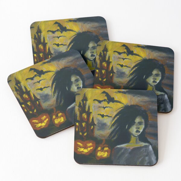 Item preview, Spooky Girl in Front of Castle - Halloween designed and sold by priddypaintings.