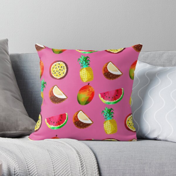 Motif exotique ananas, pastèque, fruits de la passion... Coussin