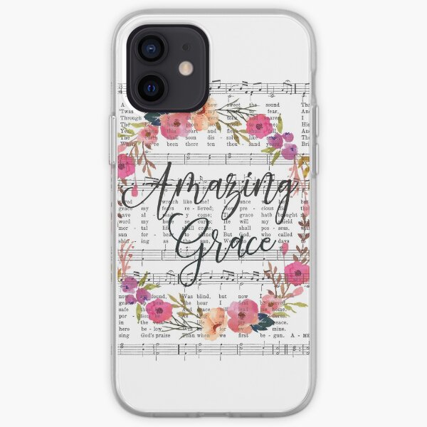 Amazing Grace Hymn with Floral Wreath iPhone Soft Case