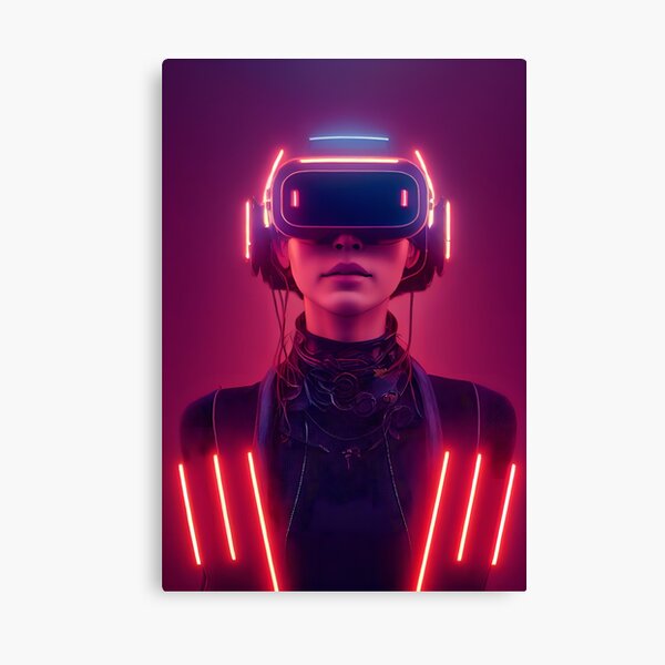 Women in VR Series Neon Message Virtual Reality Art Print 8x8