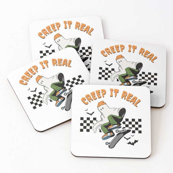 Item preview, Funny Halloween Creep It Real Retro Skateboarding Ghost designed and sold by ibeargifts.