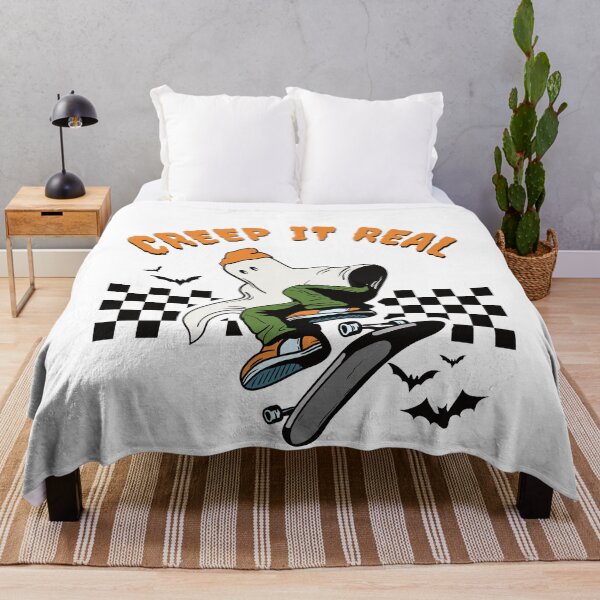 Item preview, Funny Halloween Creep It Real Retro Skateboarding Ghost designed and sold by ibeargifts.