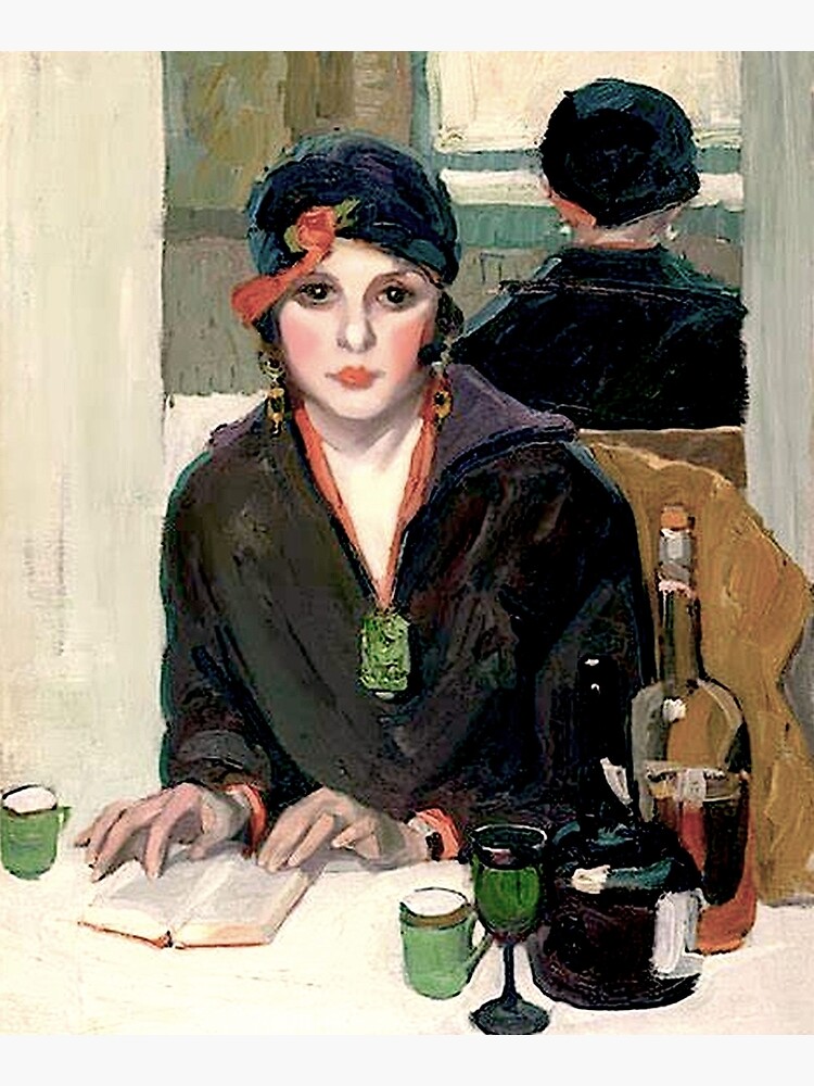 Young Woman Studying : Vintage Art Mirror Image Painting Print by Jane Peterson by posterbobs