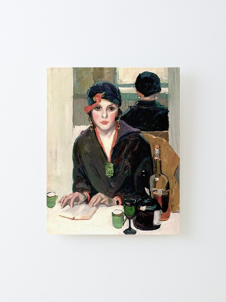 Alternate view of Young Woman Studying : Vintage Art Mirror Image Painting Print by Jane Peterson Mounted Print