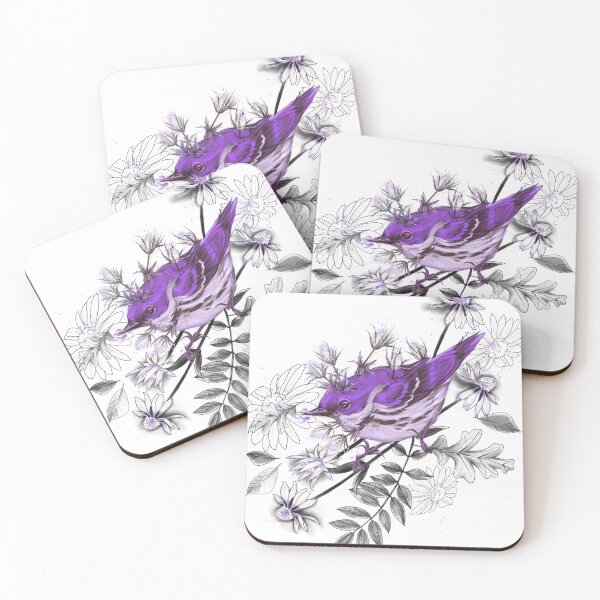 Item preview, Setophaga cerulea + Purple Thistles designed and sold by Ether hocromic.