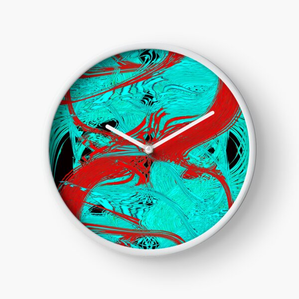 Abstract design in Red and Blue by Adelaide Artist Avril Thomas Clock