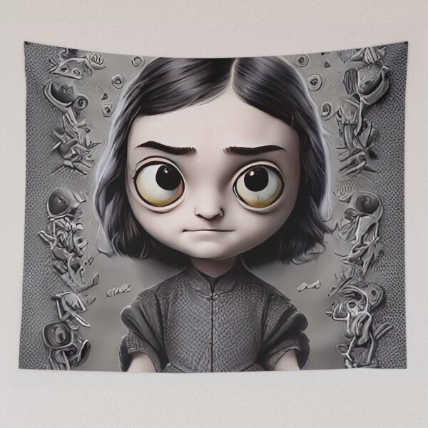 Item preview, Creepy Weird Girl Bumpkin - Cute Caricature Character Design designed and sold by Miraje.