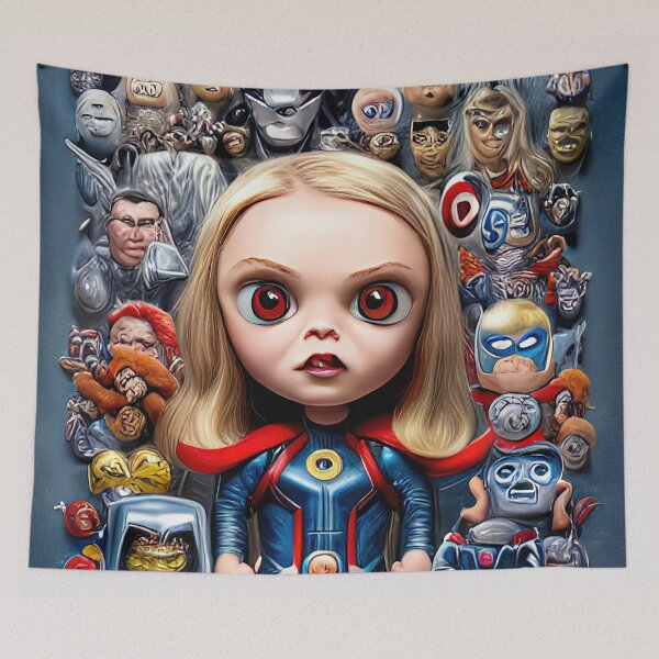 Item preview, Superhero Girl Bumpkin - Cute Caricature Character Design designed and sold by Miraje.