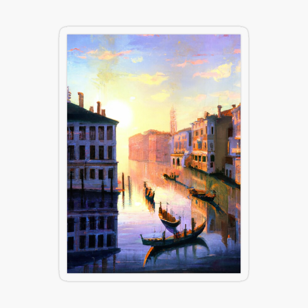 Page De Garde Cahier D italien Gondole Sticker for Sale avec l'œuvre « Lever du soleil à Venise » de l'artiste relu29 | Redbubble