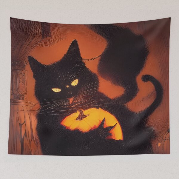 Item preview, Evil Cat Hugs Pumpkin  designed and sold by Horrorscape.