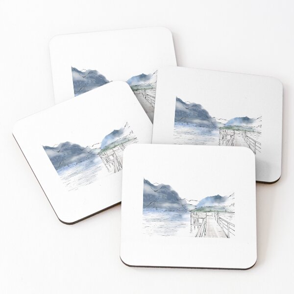 Item preview, Watercolor abstract trendy line art landscape digital painting, repeat pattern designed and sold by tiana-geo.