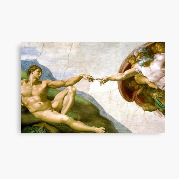 Touch of God. The Creation of Adam, (close up), Michelangelo, 1510, Genesis, Ceiling, Sistine Chapel, Rome. Canvas Print