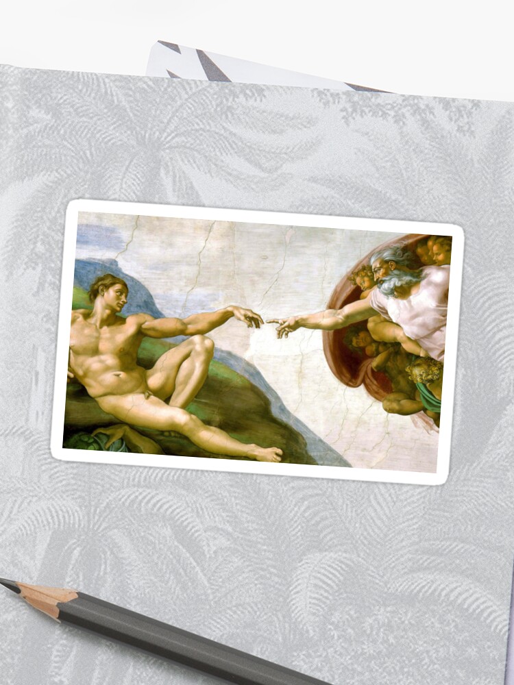 Touch Of God The Creation Of Adam Close Up Michelangelo 1510 Genesis Ceiling Sistine Chapel Rome Sticker By Tom Hill Designer