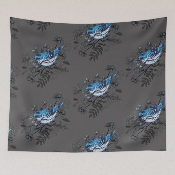 Item preview, Setophaga cerulea + Blue Thistles designed and sold by Ether hocromic.