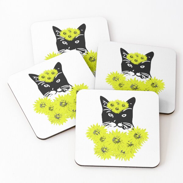 Item preview, Black cat with flower designed and sold by Tanya Mihe.