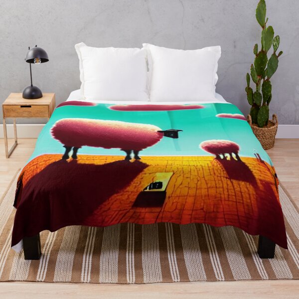 Flying Sheep Clouds Throw Blanket